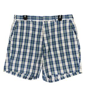 Weeds Shorts Mens 34 Blue Plaid Vintage 1980s Golf Preppy Resort Club Chino